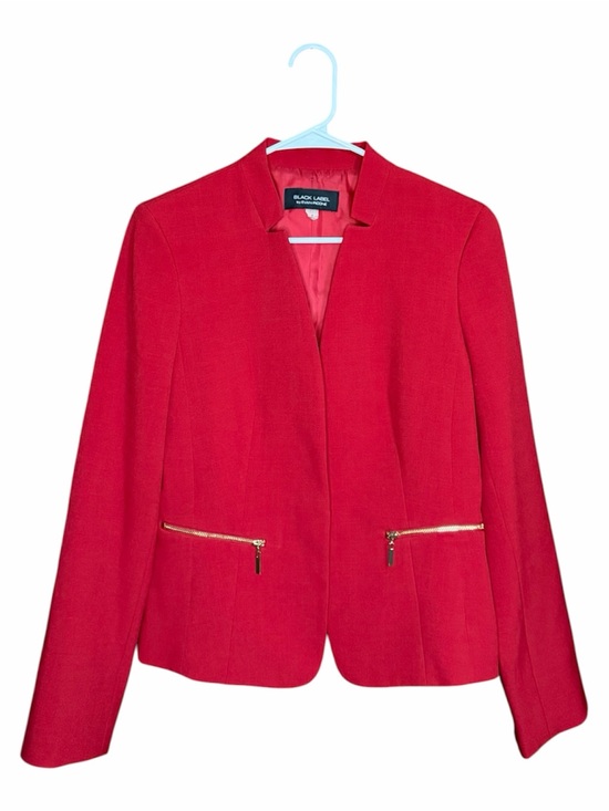 Evan Picone Jackets & Blazers - Evan Picone Red Open-Front Blazer with Gold Zip Pockets